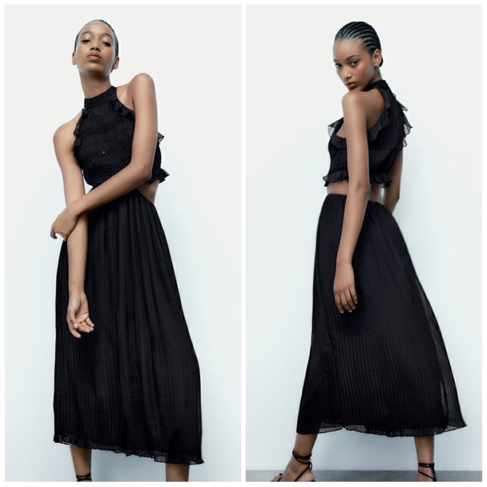 Zara RUFFLED PLEATED DRESS